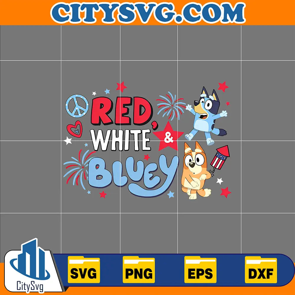 RedWhiteBlueyCharacter4thOfJulySvg