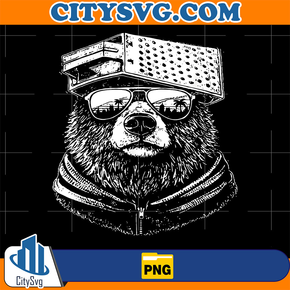 Retro-Bear-with-Cheese-Grater-Hat-And-Sunglasses-Png-1