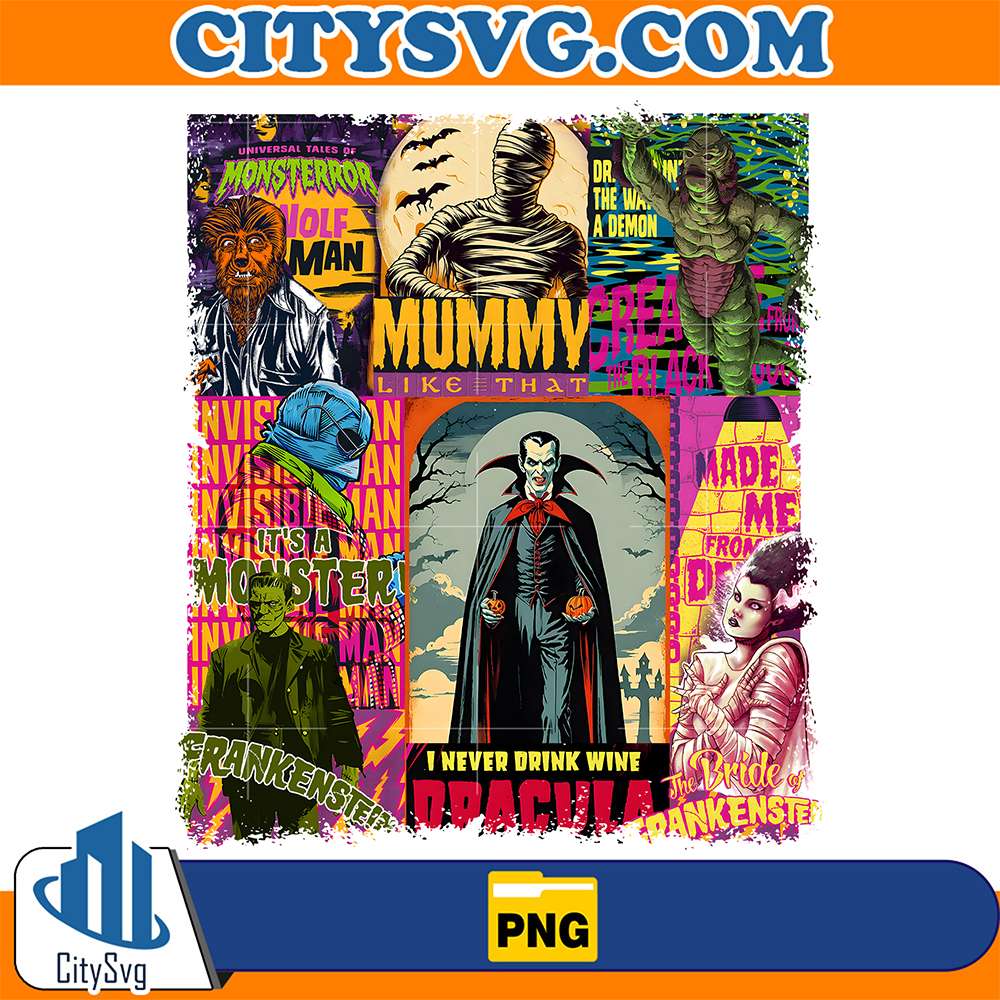 Retro-Halloween-Monsters-Png