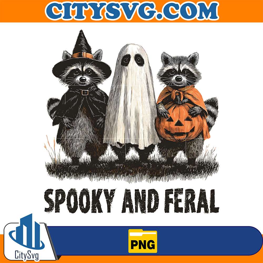 Retro-Spooky-And-Feral-Raccoon-Png