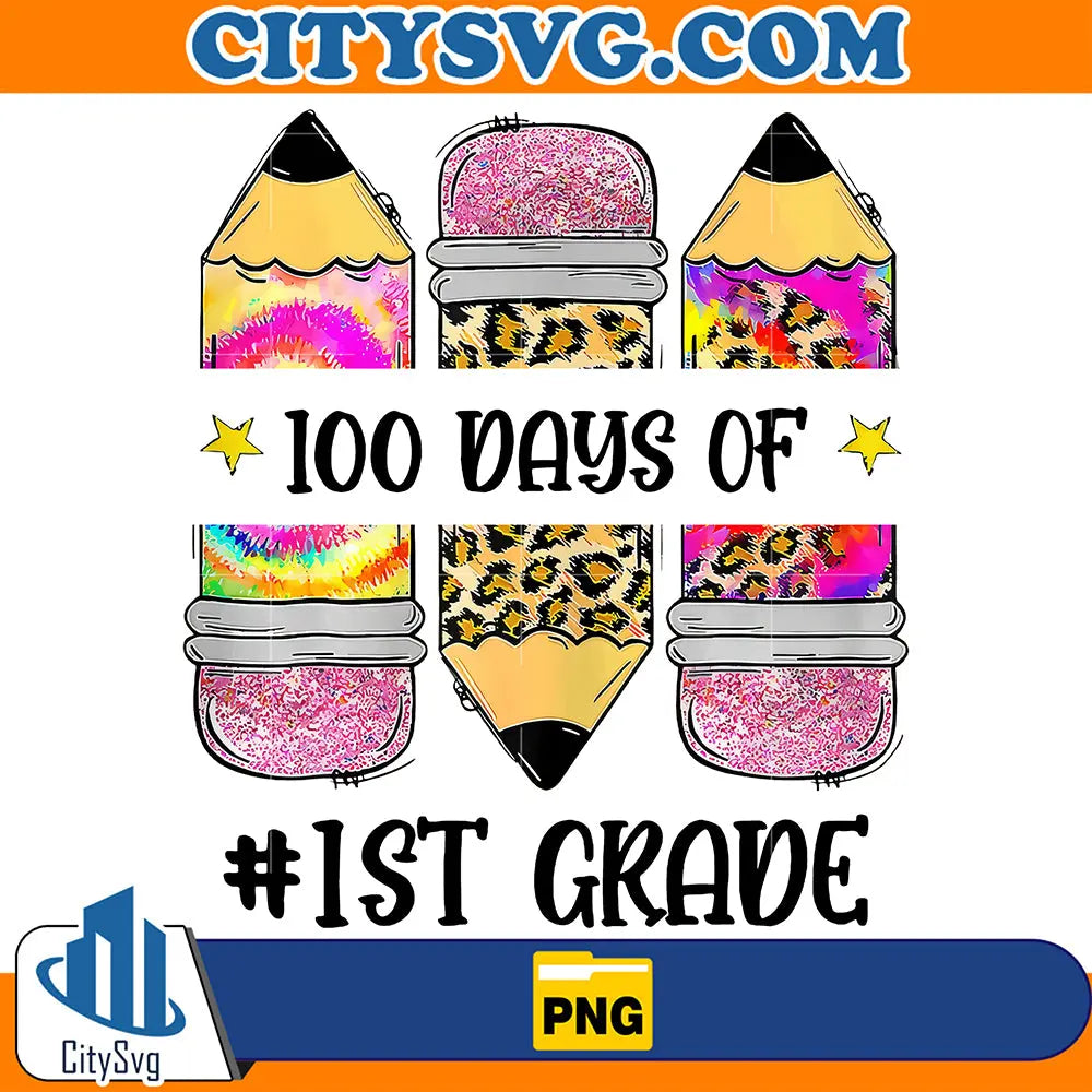 Retro100DaysOf1stGradePencilPng