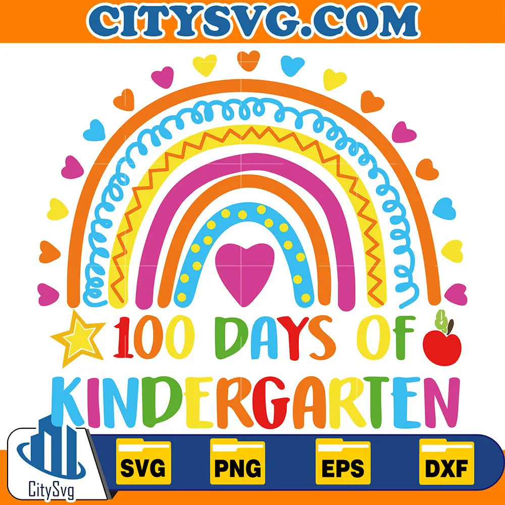 Retro100DaysOfKindergartenRainbowSvg