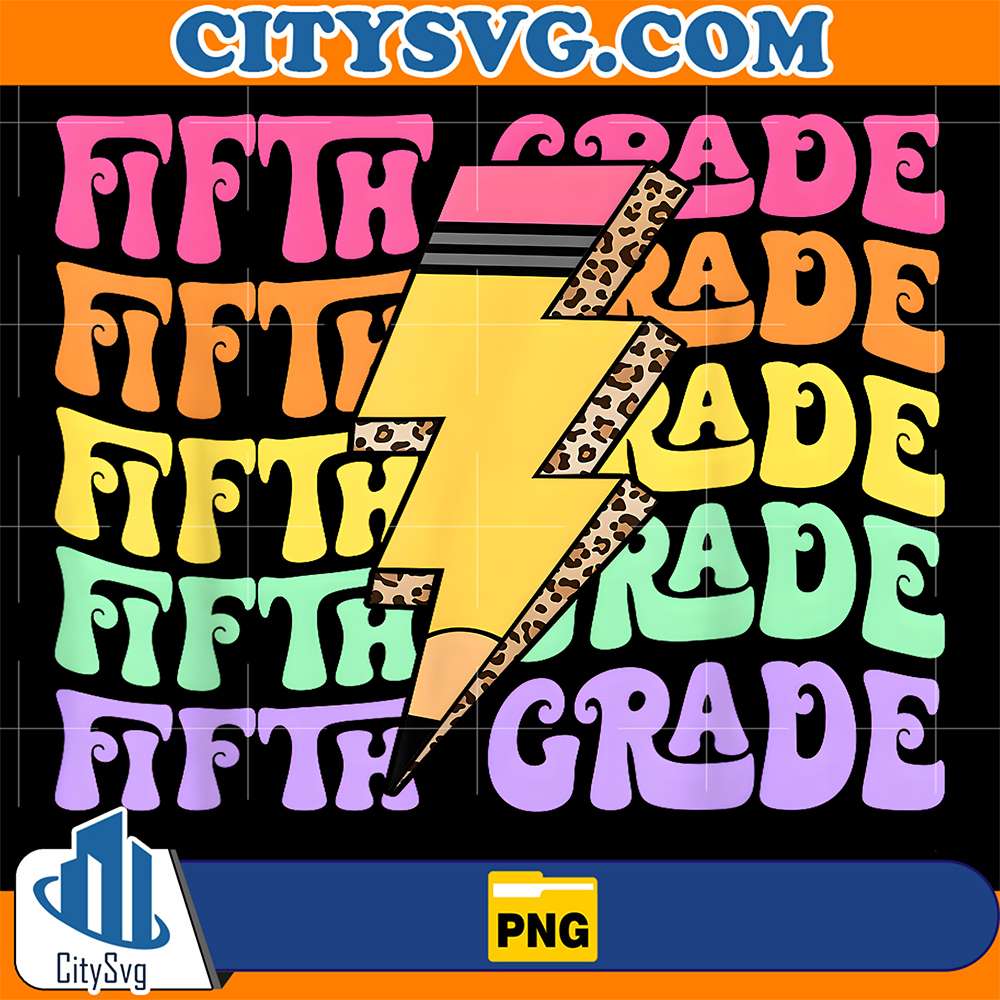Retro 5th Grade Lightning Bolt Pencil Png CitySvg