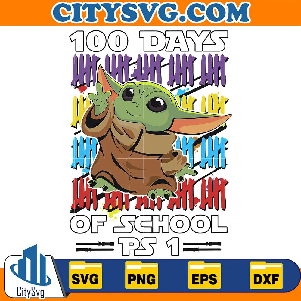RetroBabyYoda100DaysOfSchoolSvg