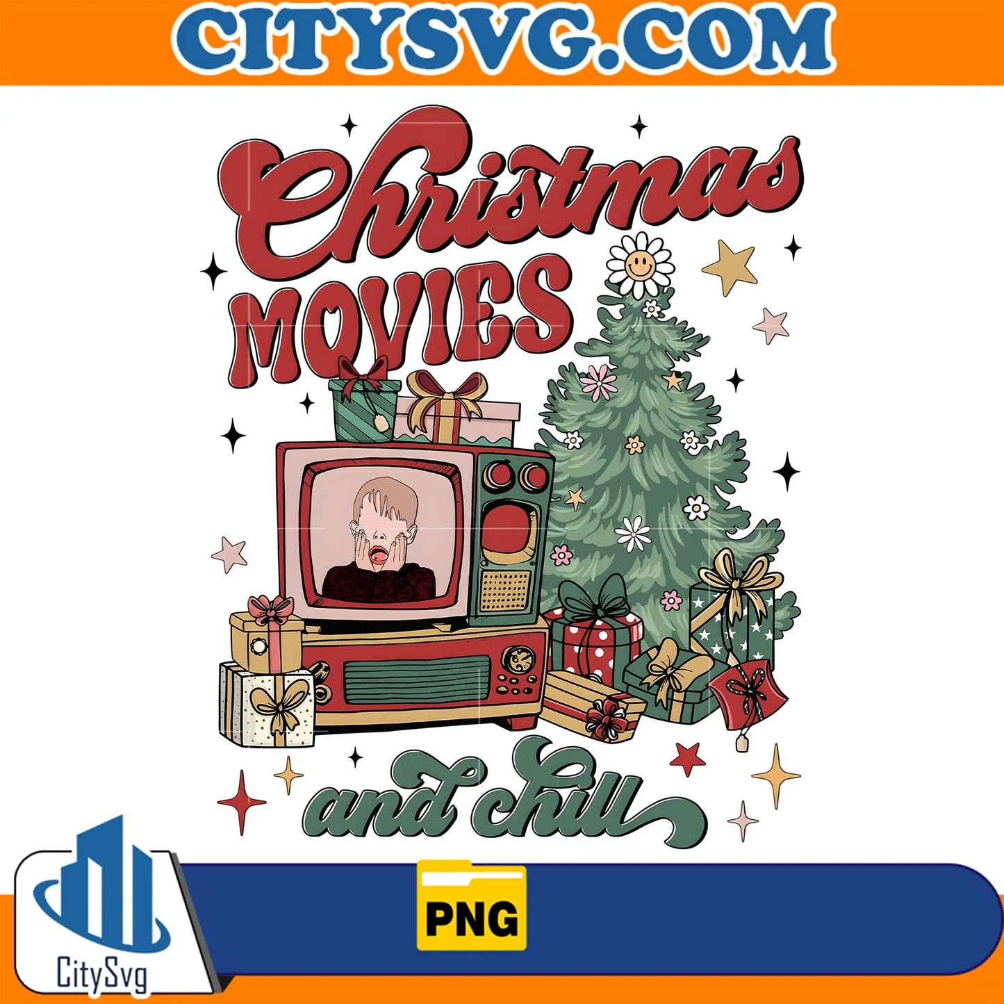 RetroChristmasMovieAndChillPng