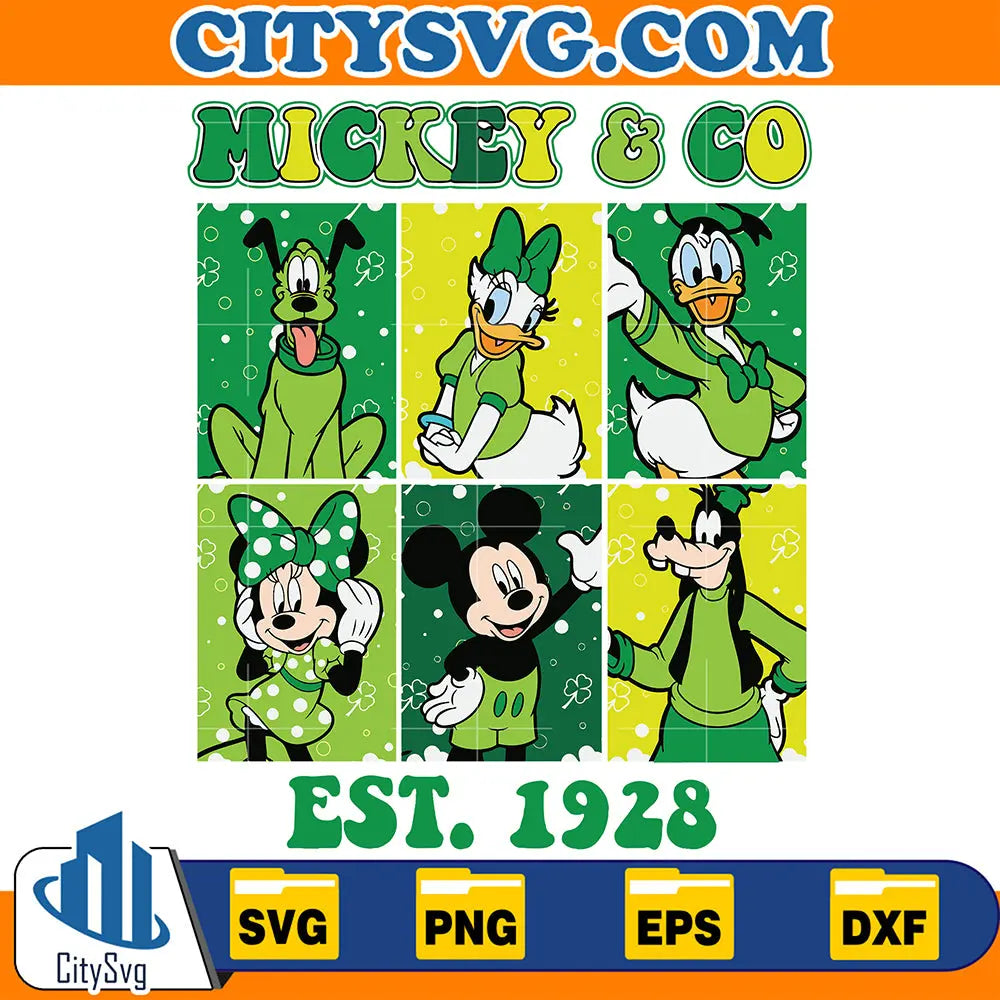 RetroMickeyAndCoEst1928PatricksDaySvg