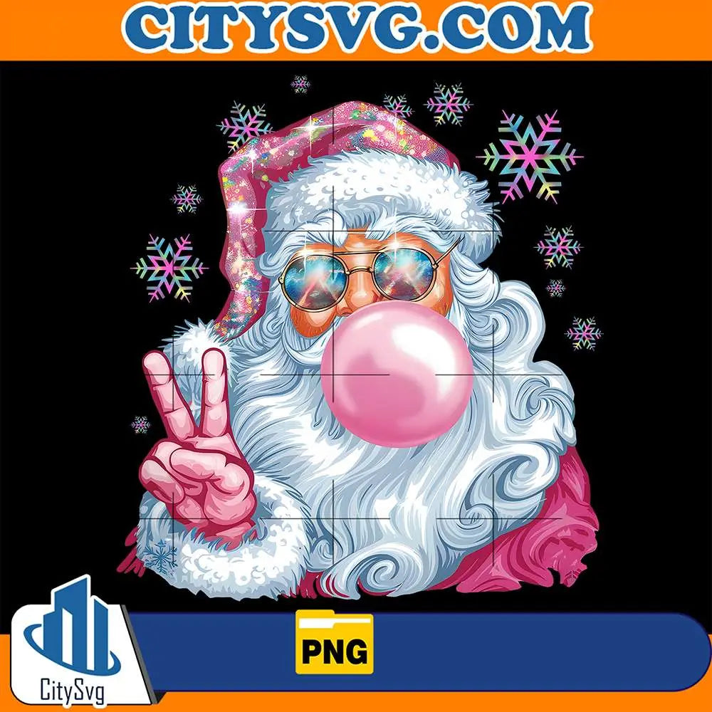 RetroSantaChristmasBlowingBubblePng