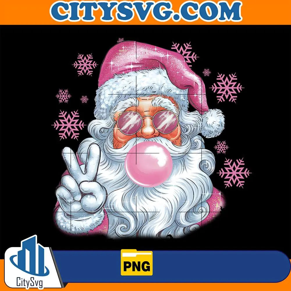 RetroSantaChristmasBlowingBubblePng1