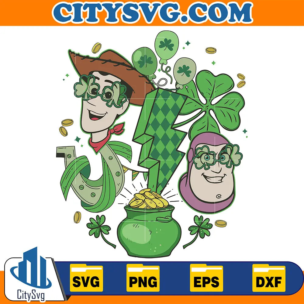RetroToyStoryWoodyStPatrickDaySvg