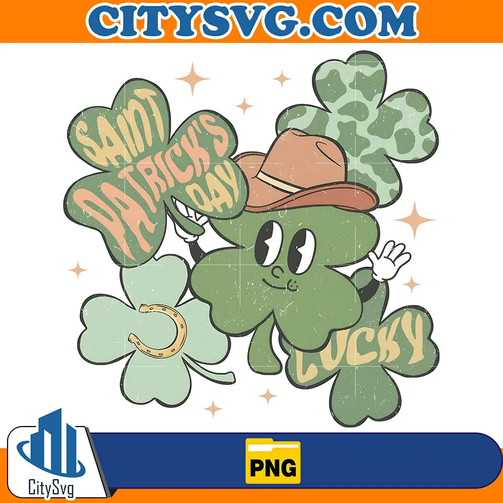 SaintPatricksDayLuckyCowboyShamrockPng