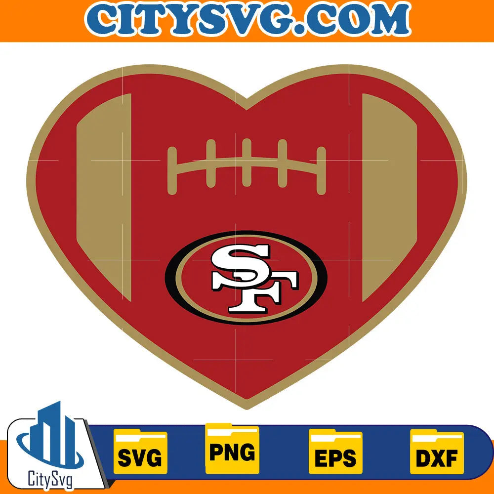 Heart San Francisco 49ers Svg CitySvg