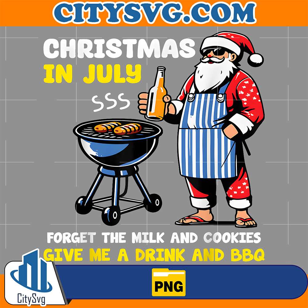 Santa-BBQ-Christmas-In-July-Funny-Cookout-Summer-Png