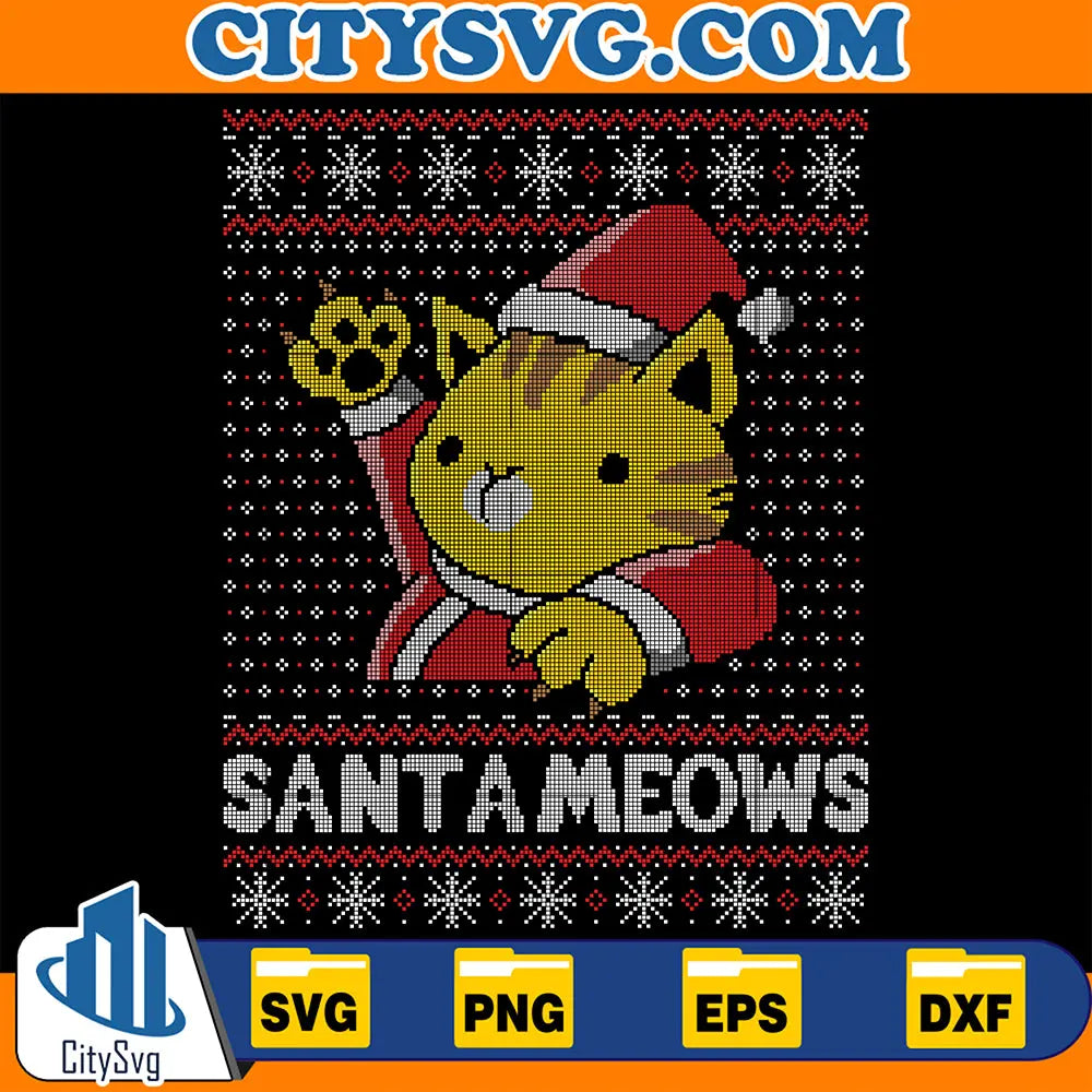 SantaMeowsUglyChristmasSvg