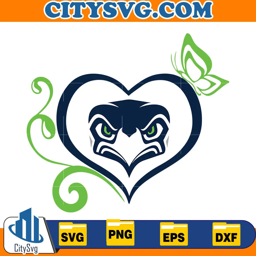 Heart Seattle Seahawks Svg CitySvg