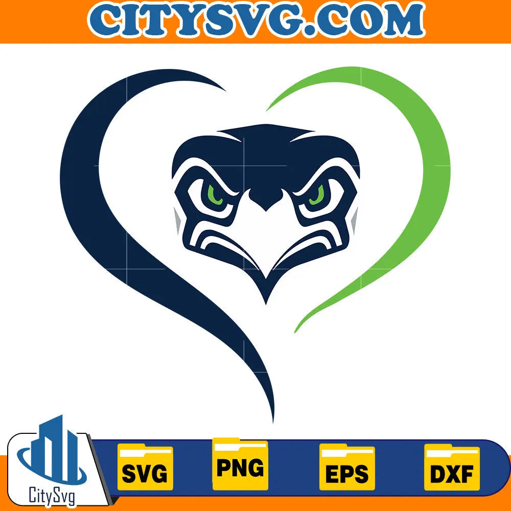 Heart Seattle Seahawks Svg CitySvg