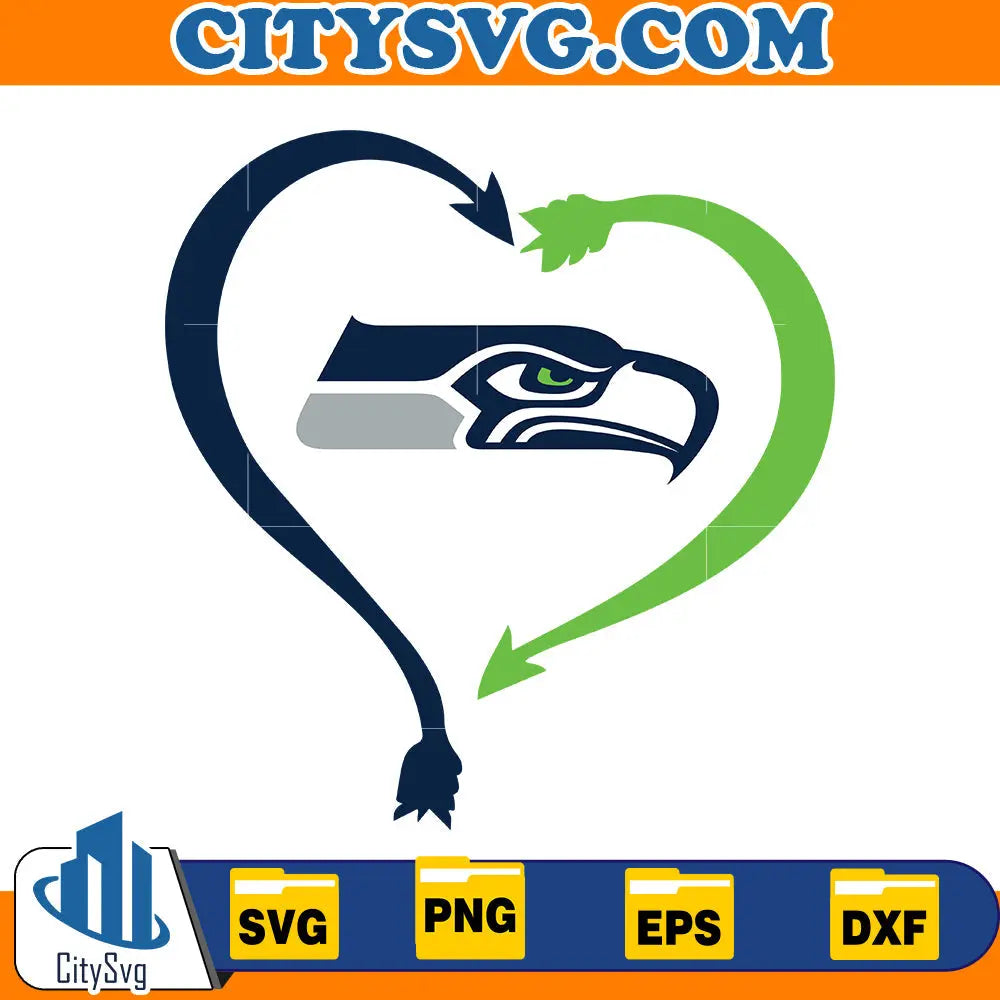 Heart Seattle Seahawks Svg CitySvg