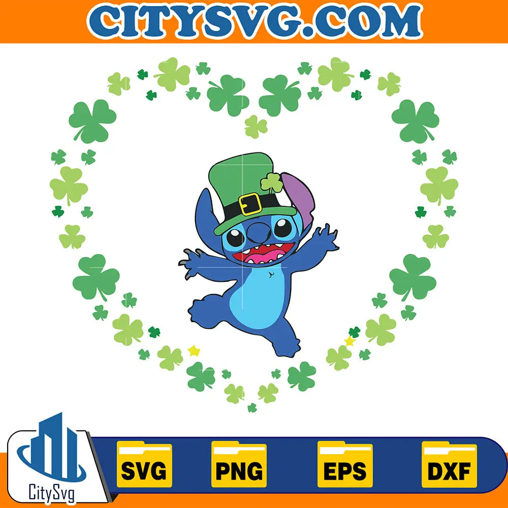 ShamrockStPatricksDayStitchHeartLuckyCloverSvg