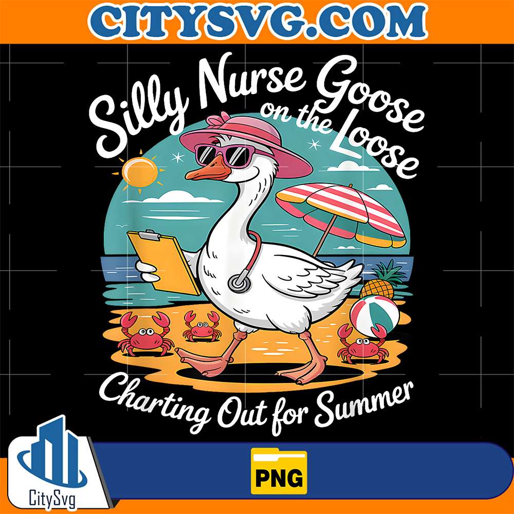 Silly-Nurse-Goose-On-The-Loose-Charting-Out-Of-Summer-Png