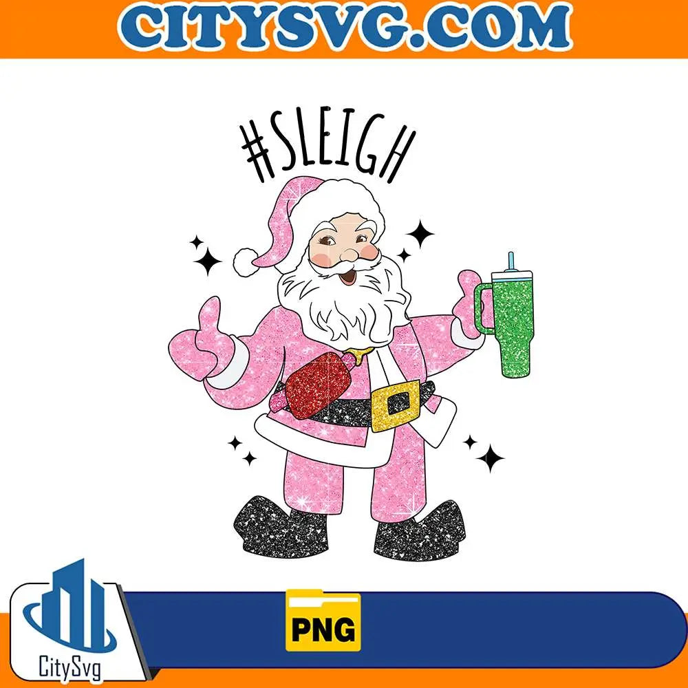 SleighSantaPinkChristmasPng