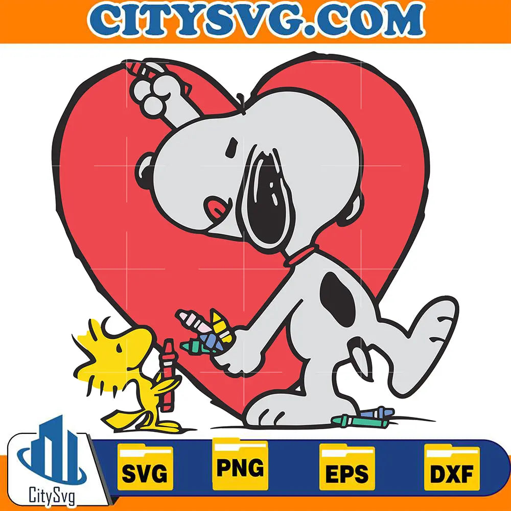 SnoopyWoodstockValentinesDaySvg