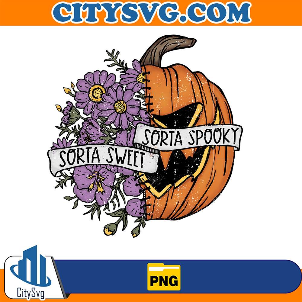 Sorta-Sweet-Sorta-Spooky-Pumpkin-Floral-Flower-Png