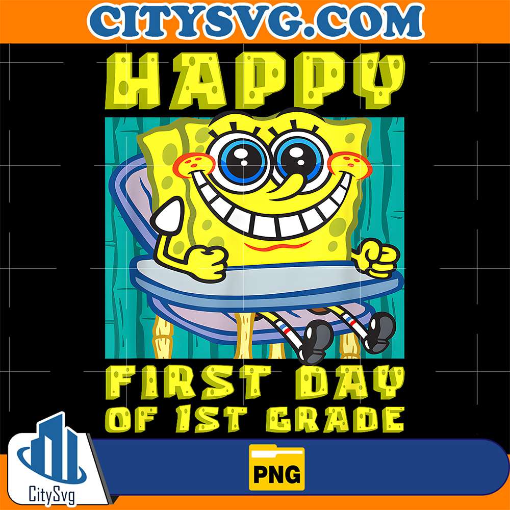 Sponge-Bob-Happy-First-Day-Of-1st-Grade-Png
