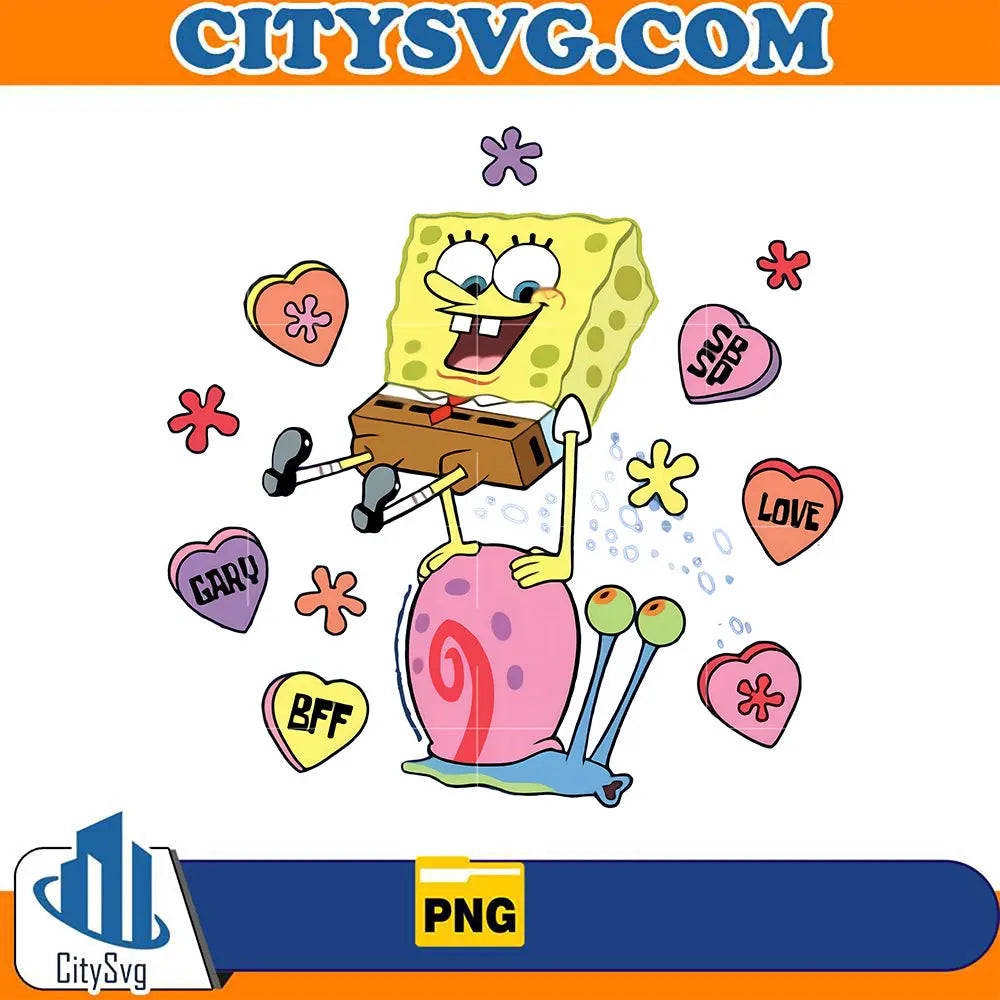 SpongeBobAndGaryHeartValentinePng