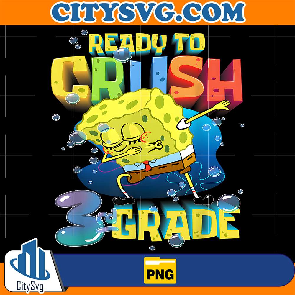 Spongebob-Dabbing-Ready-To-Crush-3rd-Grade-School-Png