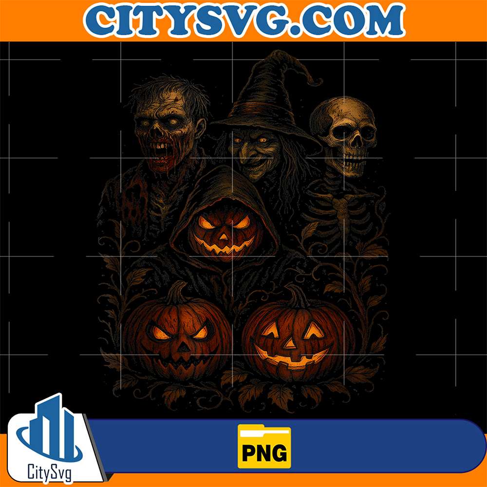 Spooky Halloween Creepy Pumpkin Scary Witch Zombie Skeleton Png CitySvg