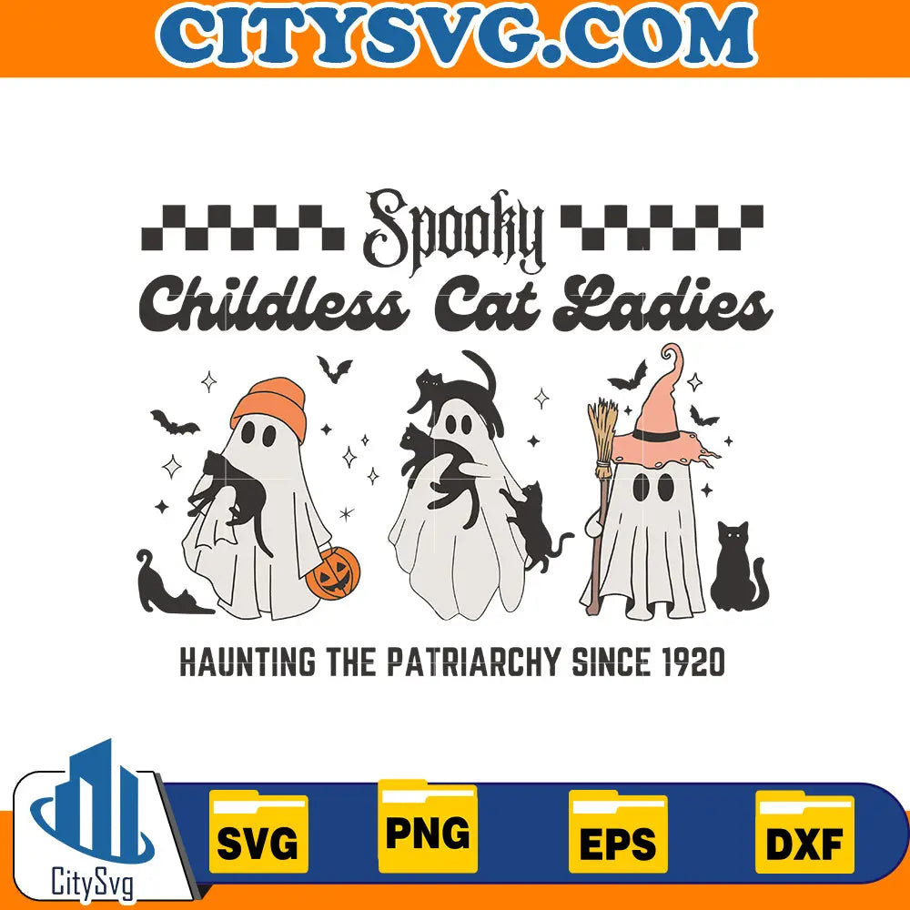 Spooky Halloween Childless Cat lady Svg CitySvg