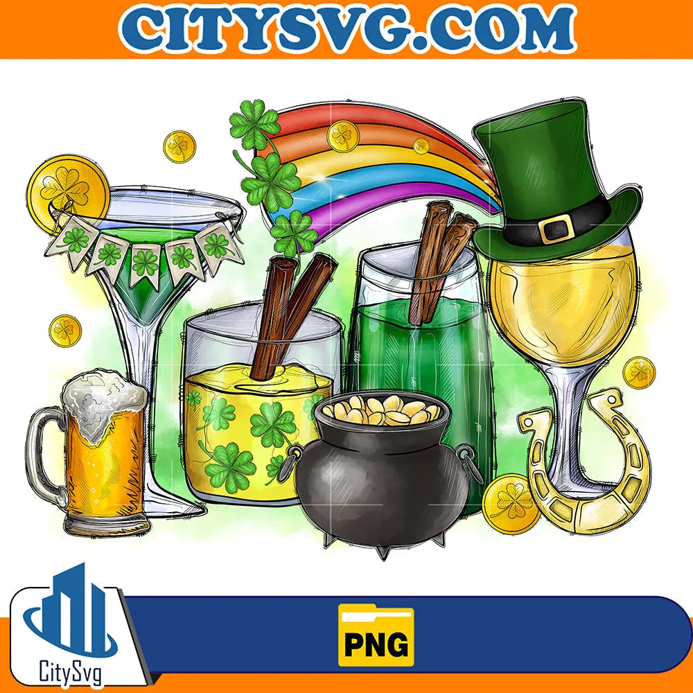 St.PatricksDayWineglassesSublimationPng