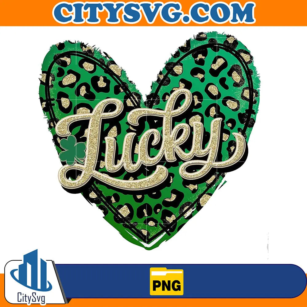 StPatricksDayLuckyLeopardHeartSublimationDesignsPng