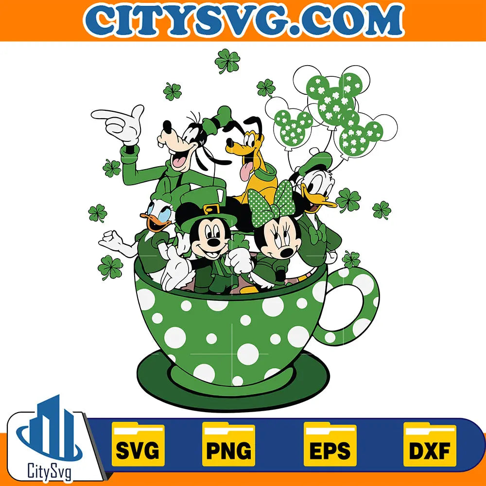 StPatricksDayMickeyAndFriendsCoffeeCupSvg