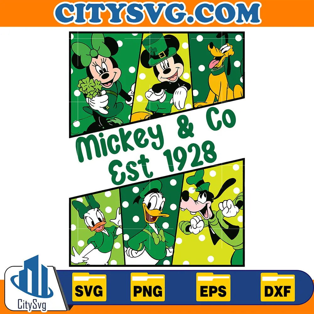 StPatricksDayMouseAndFriendsMickeyAndCoEst1920ShamrockSvg