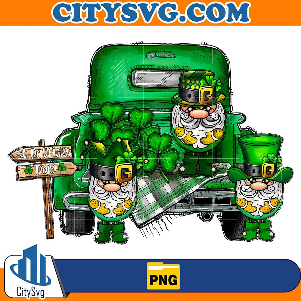 StPatricksDayTruckGnomeSublimationPng