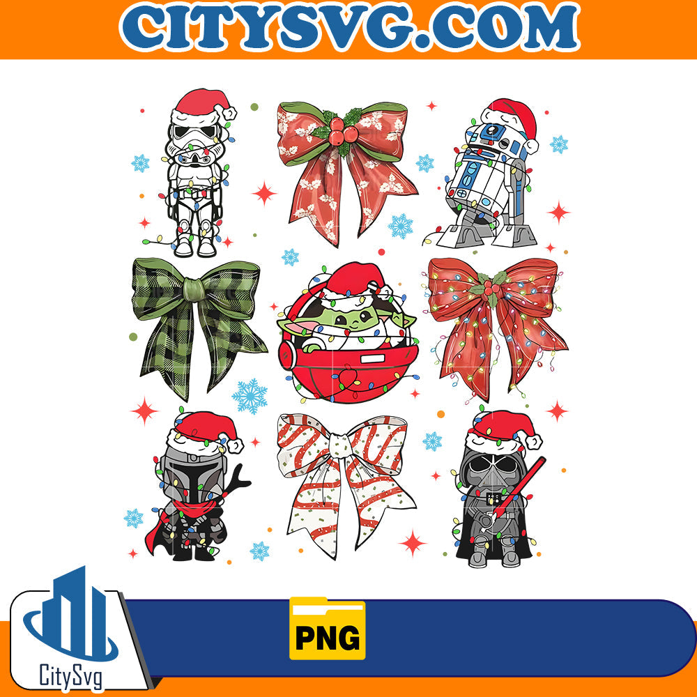 Disney Star Wars Characters Christmas Coquette Bows Png CitySvg