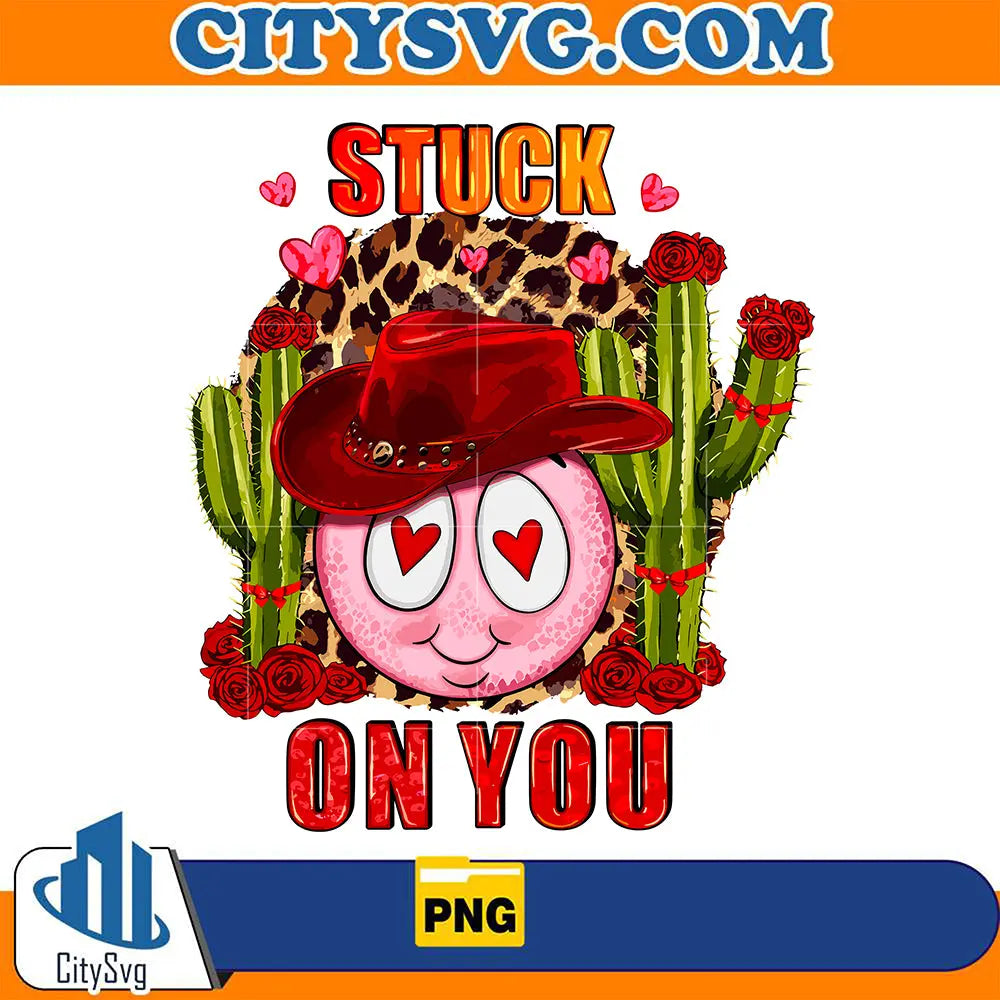 StuckOnYouLeopardSmileyFaceCowboyWesternValentinePng