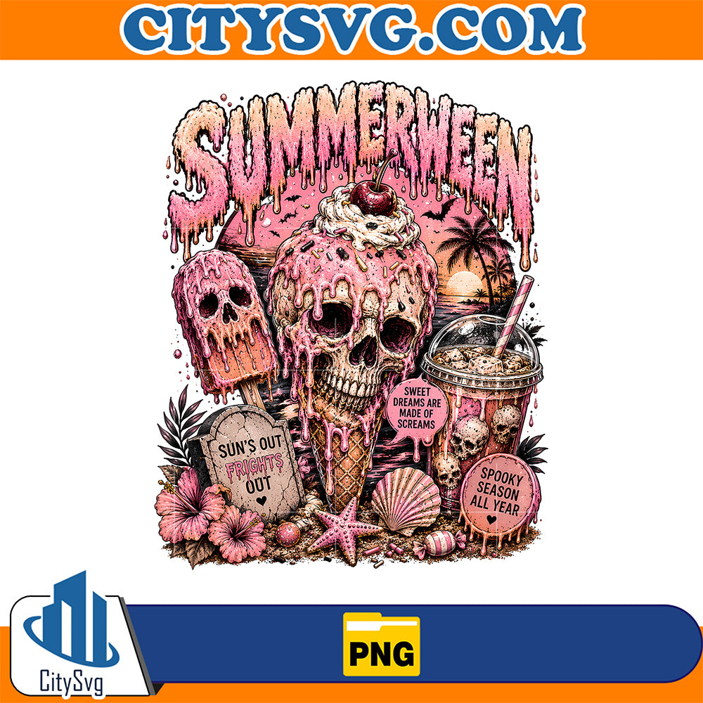 Summerween-Spooky-Ice-Cream-Skull-Horror-Png