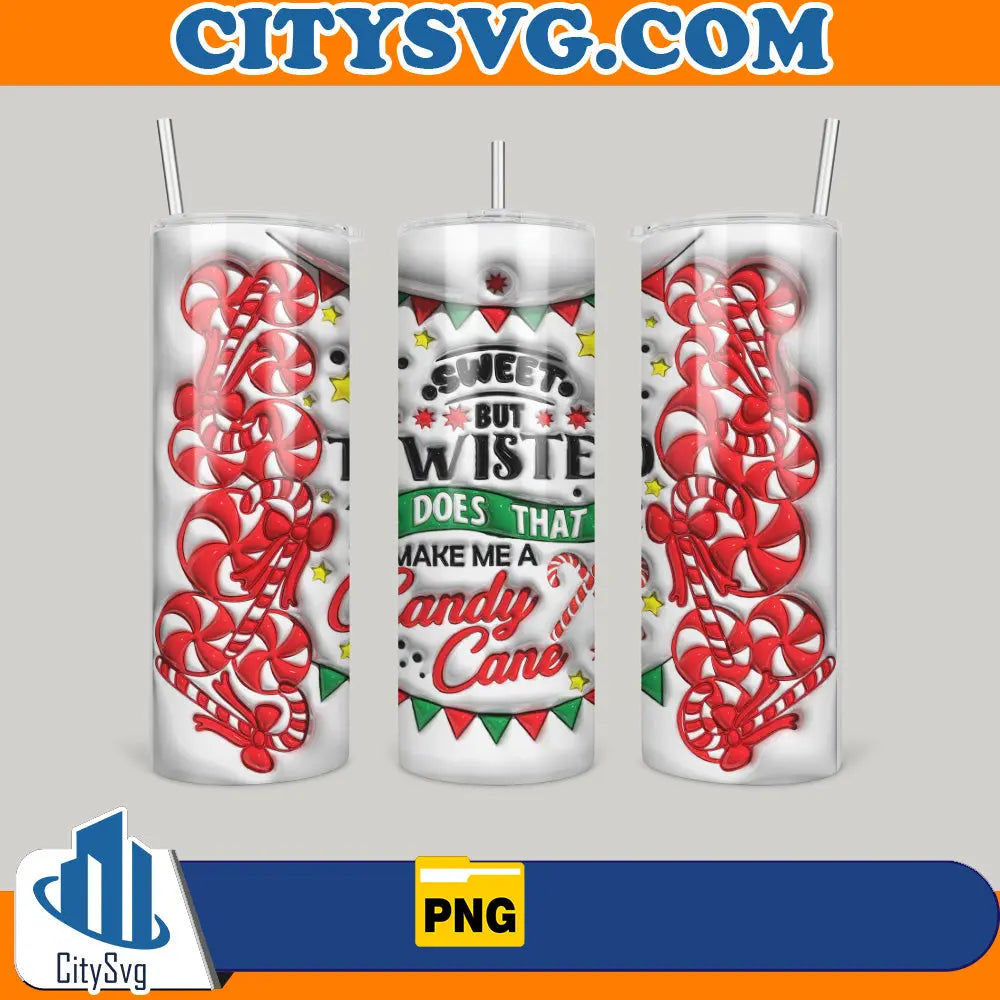 SweetAndTwistedDoesThatMakeACandyCane3DInflatedChristmas20ozSkinnyTumblerPng