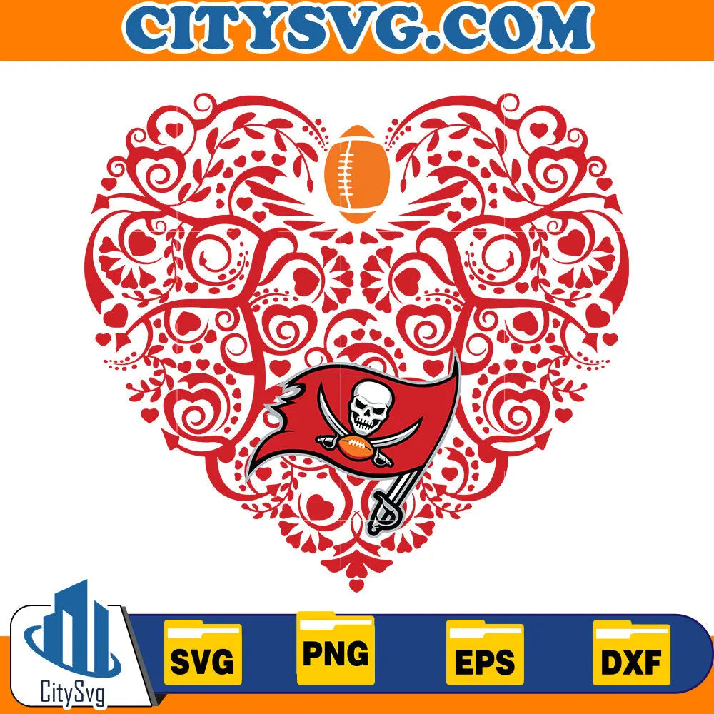 Heart Tampa Bay Buccaneers Svg CitySvg