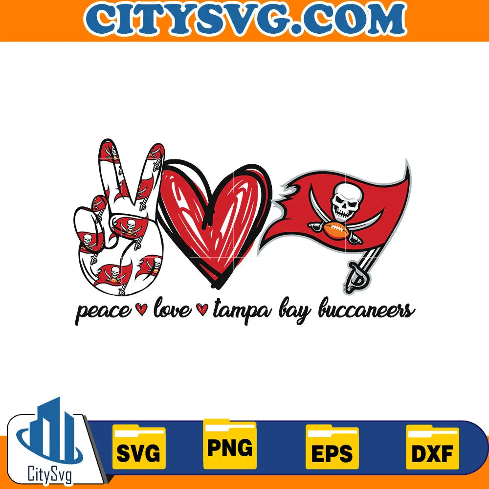 Peace Love Tampa Bay Buccaneers Svg CitySvg