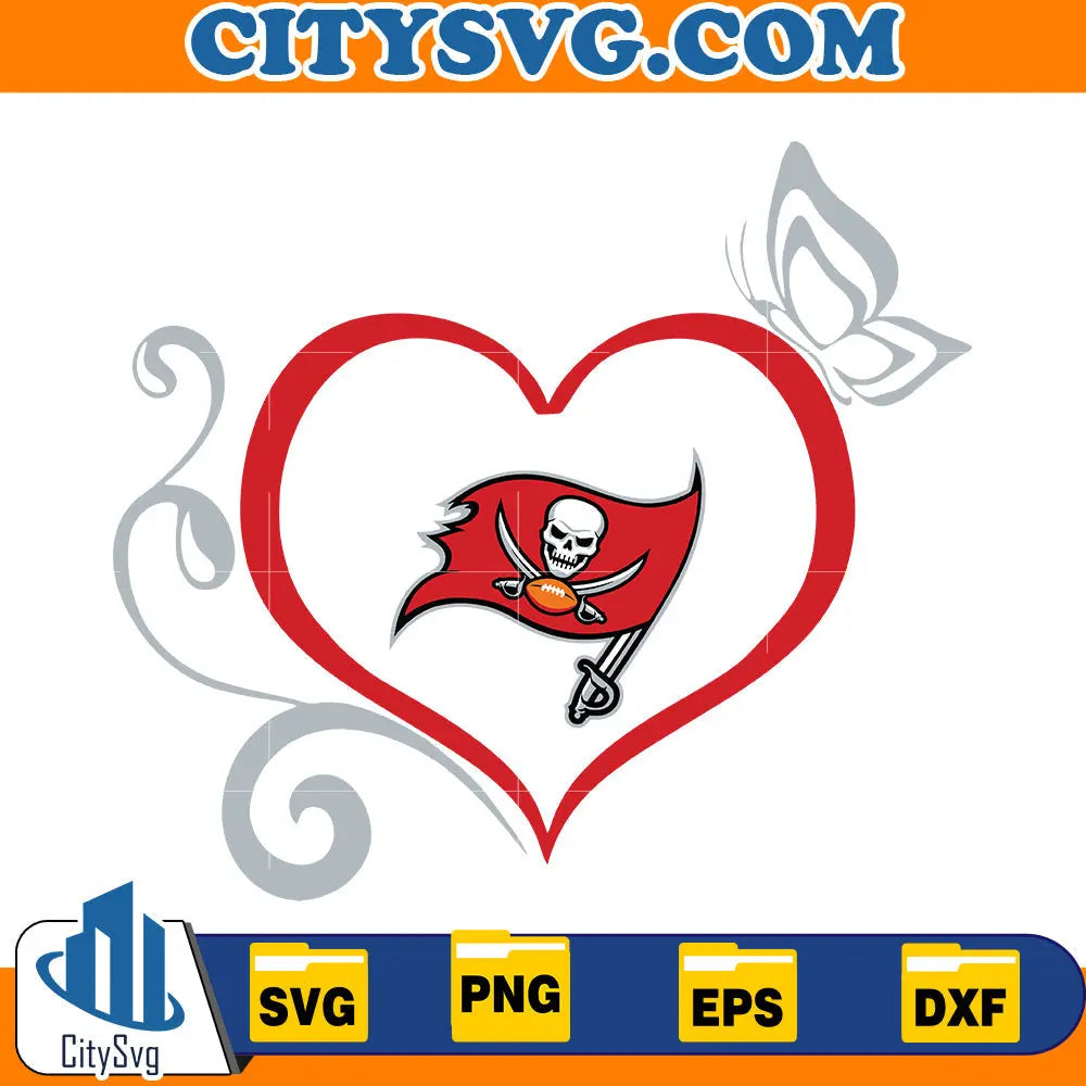 Heart Tampa Bay Buccaneers Svg CitySvg