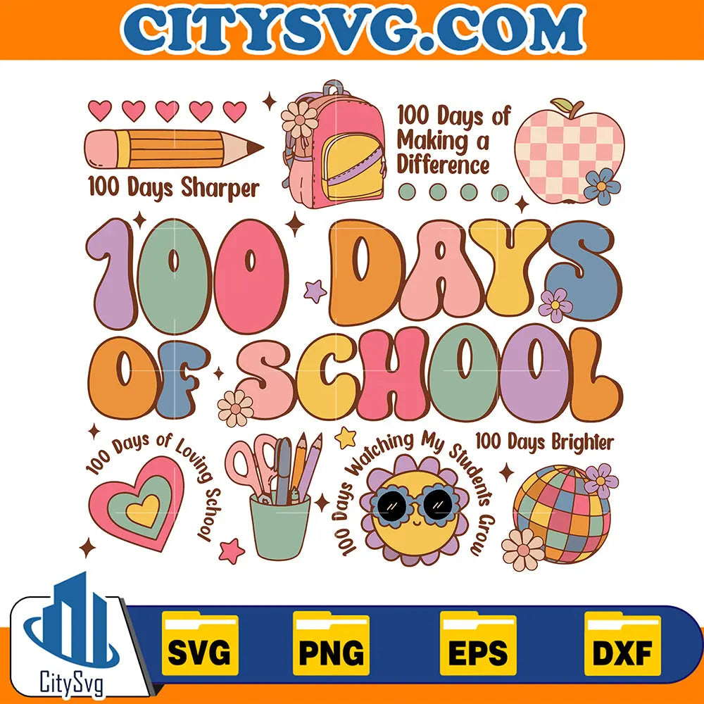 Teacher100DaysOfSchool100DaysSharperSvg