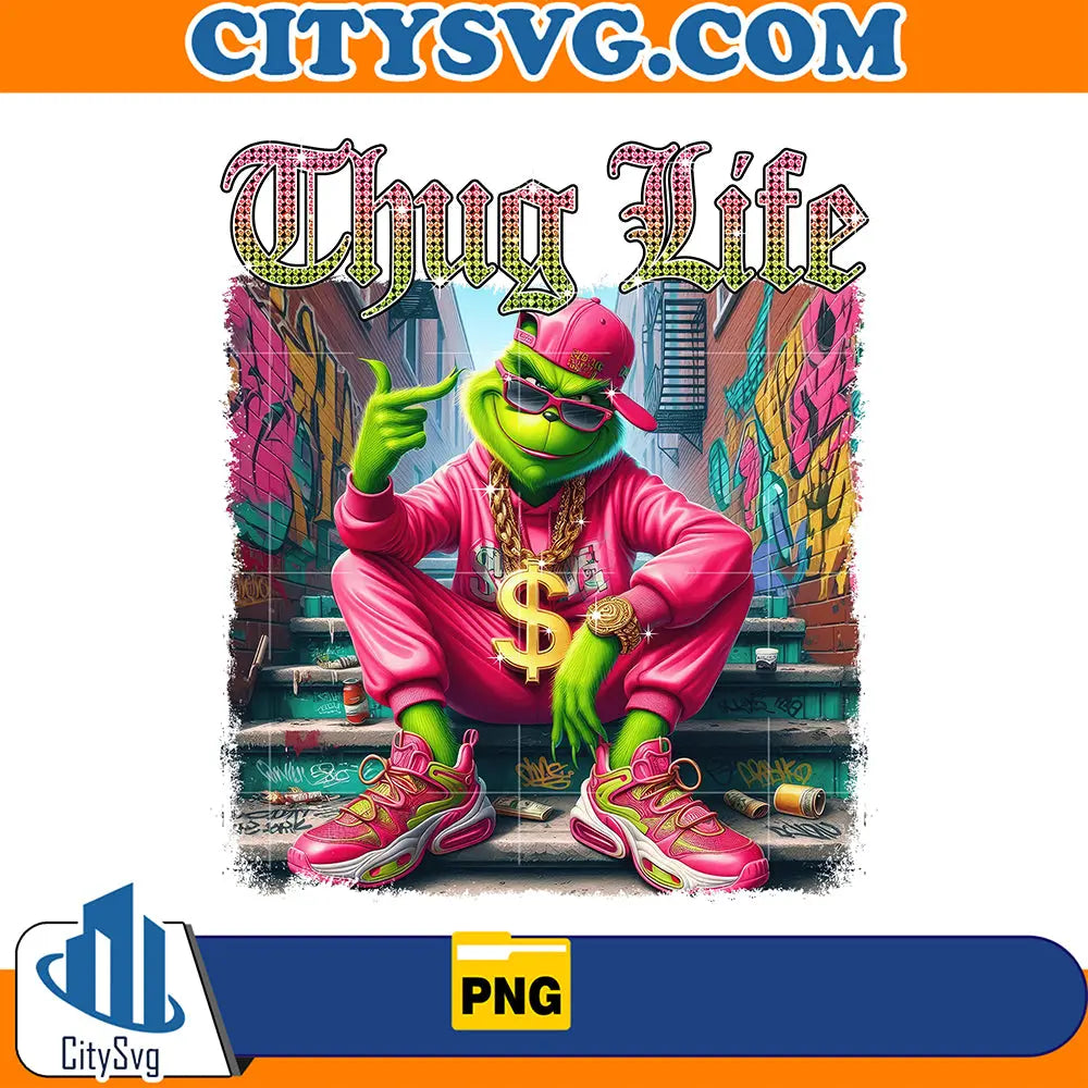 ThugLifePinkGrinchChristmasPng