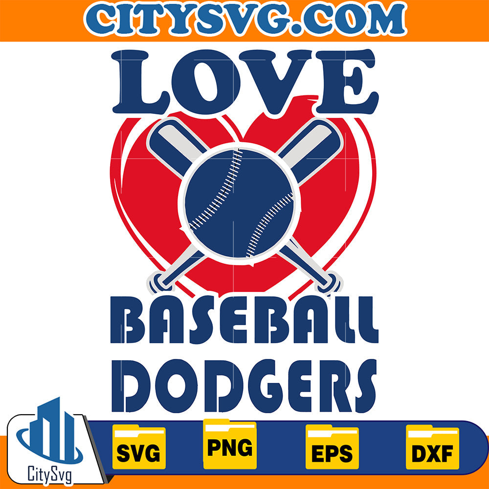 Love Baseball Dodgers Svg CitySvg