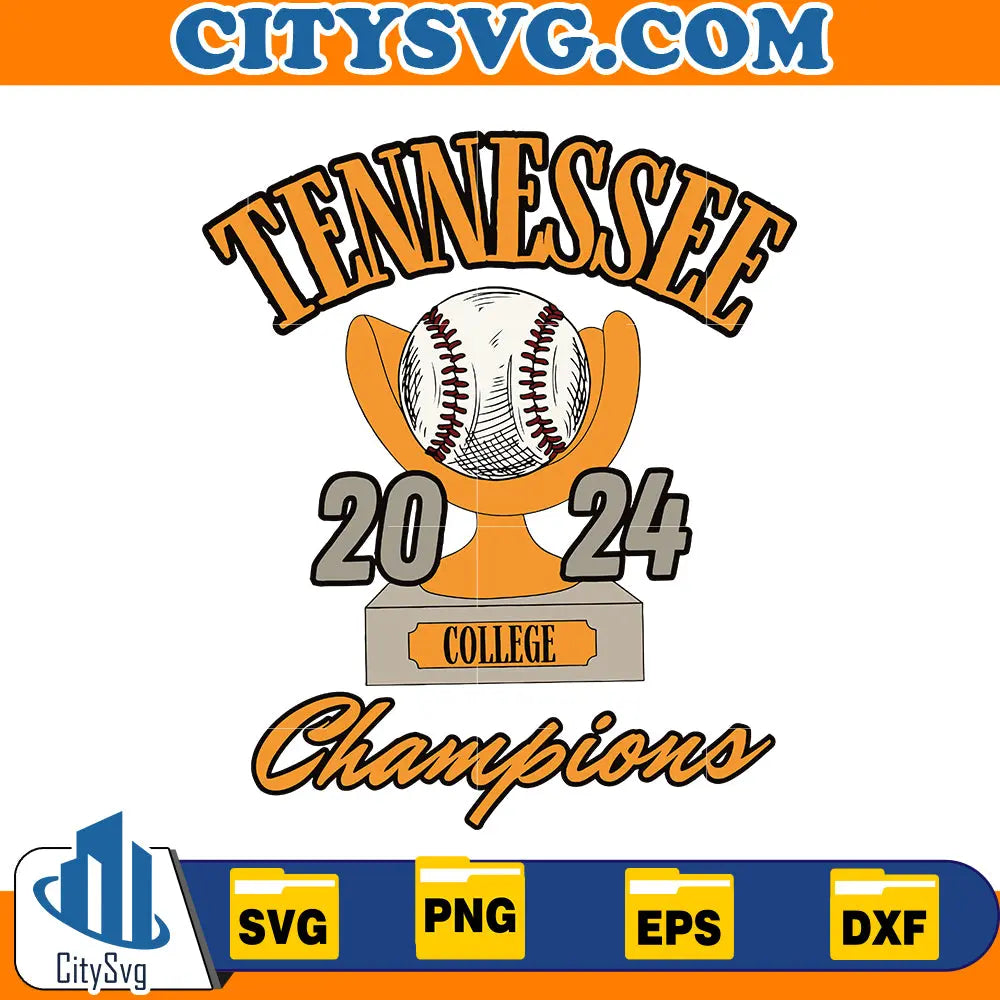Vintage Retro College Champions Tennessee TN Baseball Svg CitySvg