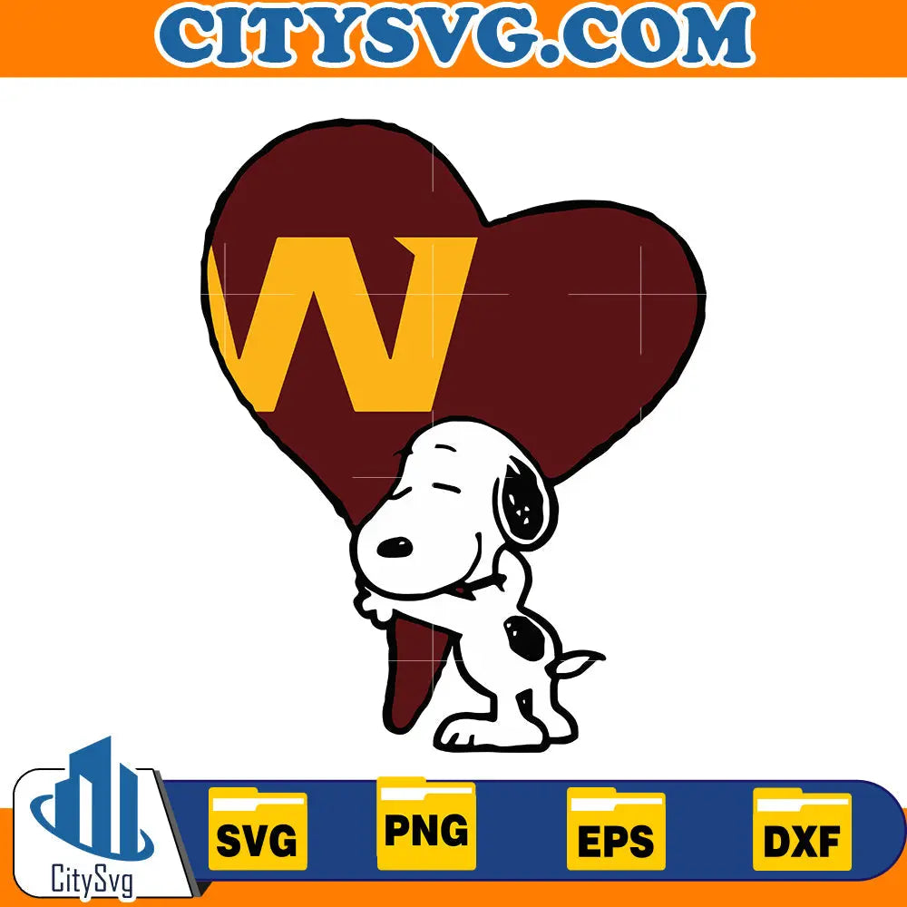 Snoopy hugs heart Washington Commanders Svg CitySvg