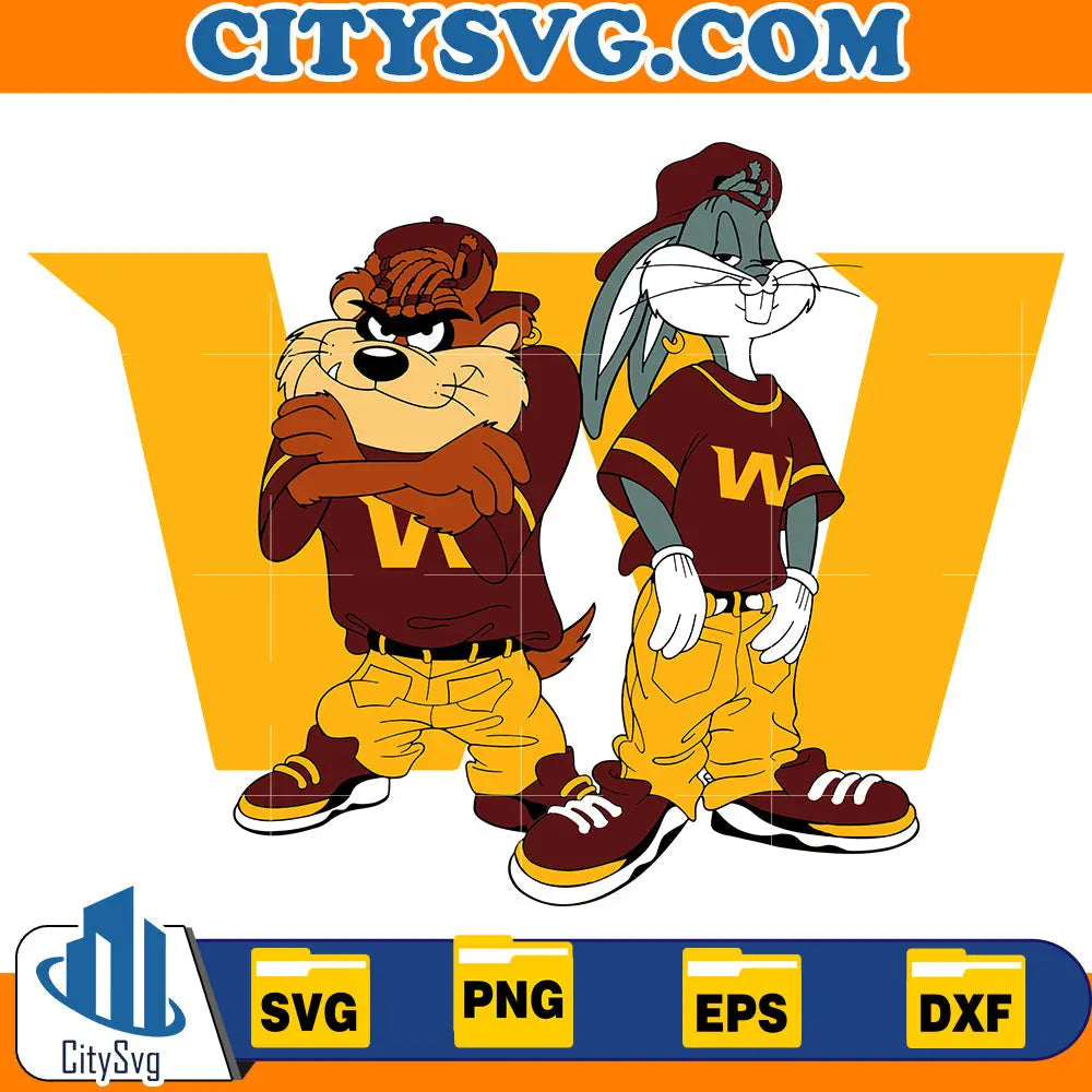 Taz and Bugs Kriss Kross Washington Commanders Svg CitySvg