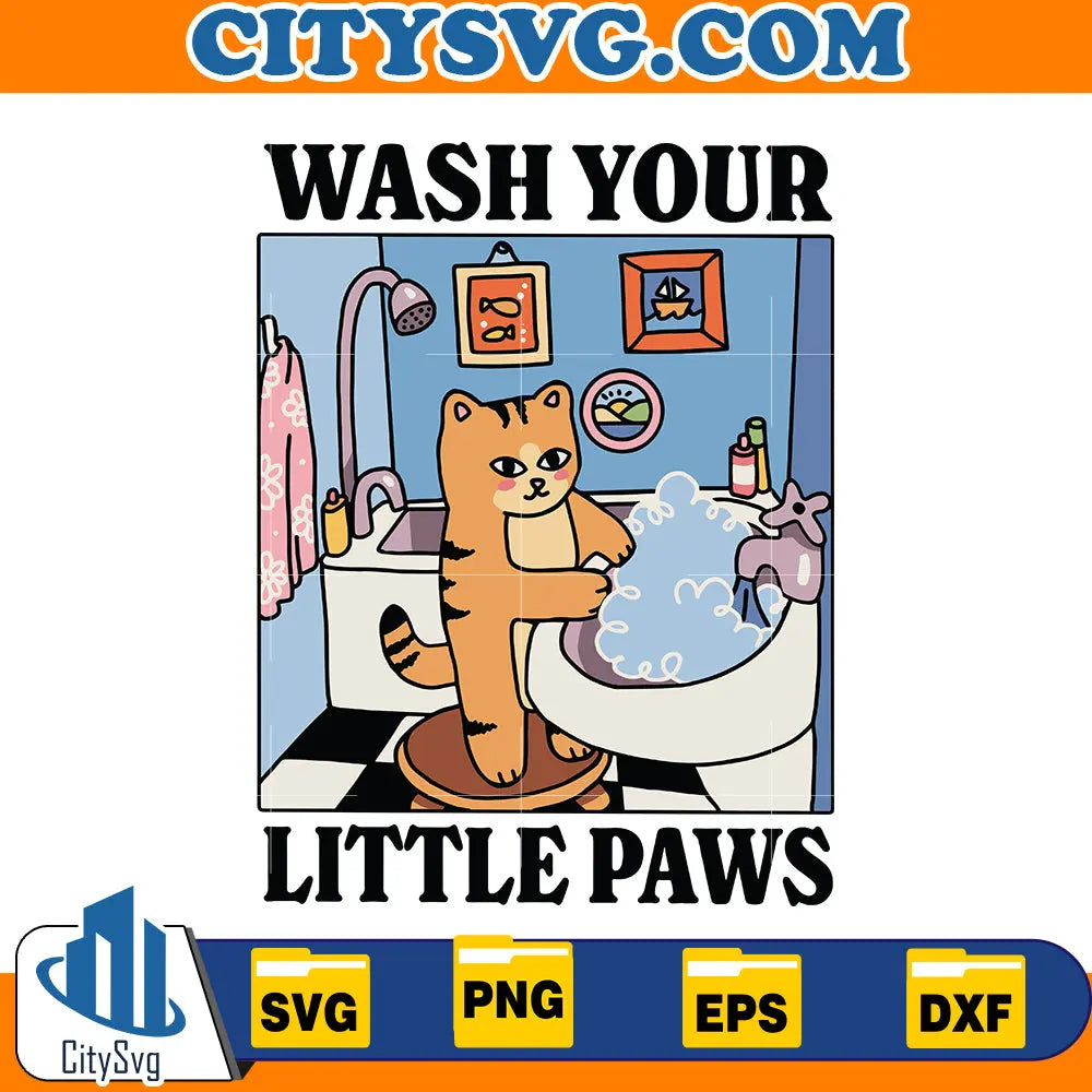 Wash your Paws Cat Svg CitySvg