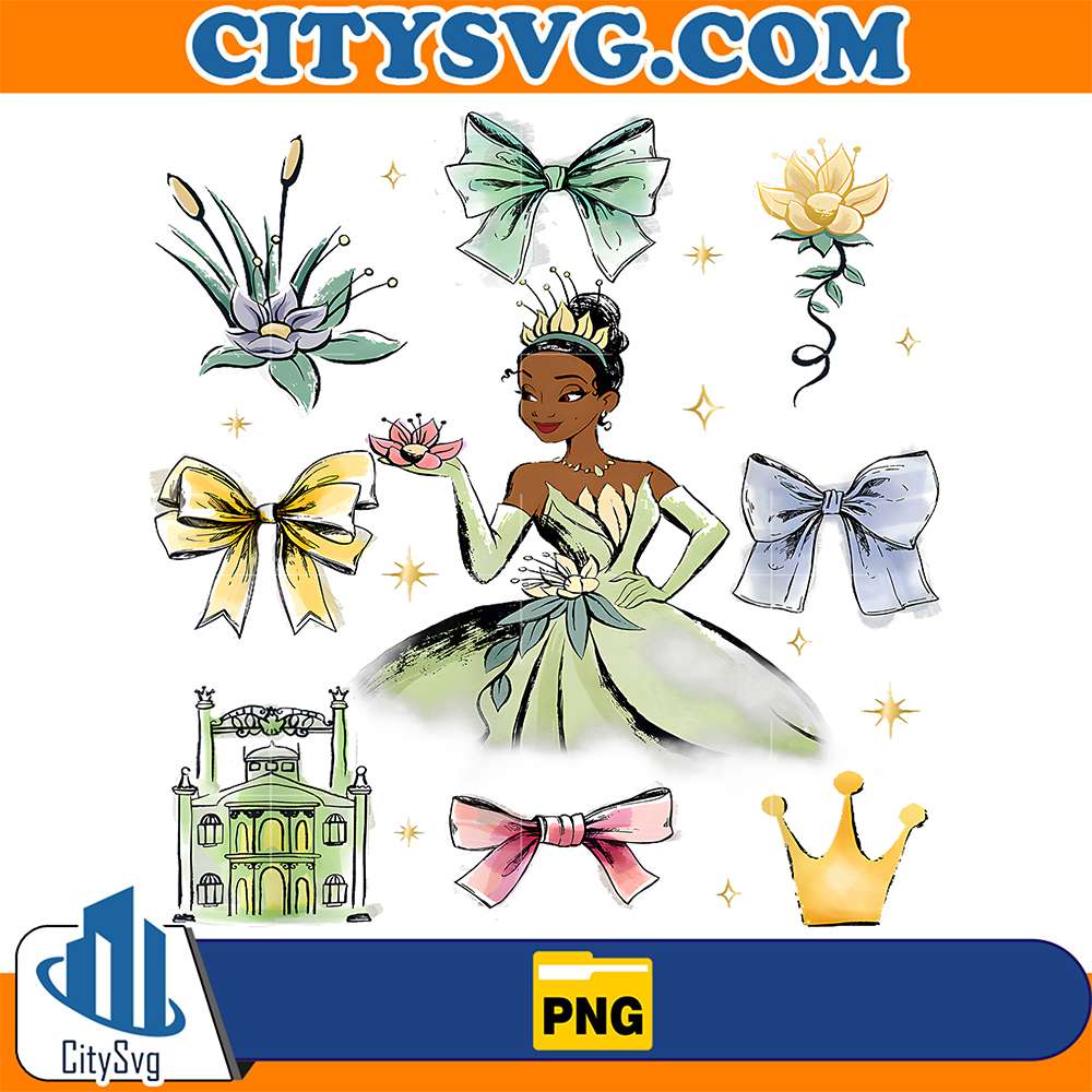 Watercolor-Coquette-Bow-Disney-The-Princess-And-The-Frog-Princess-Png